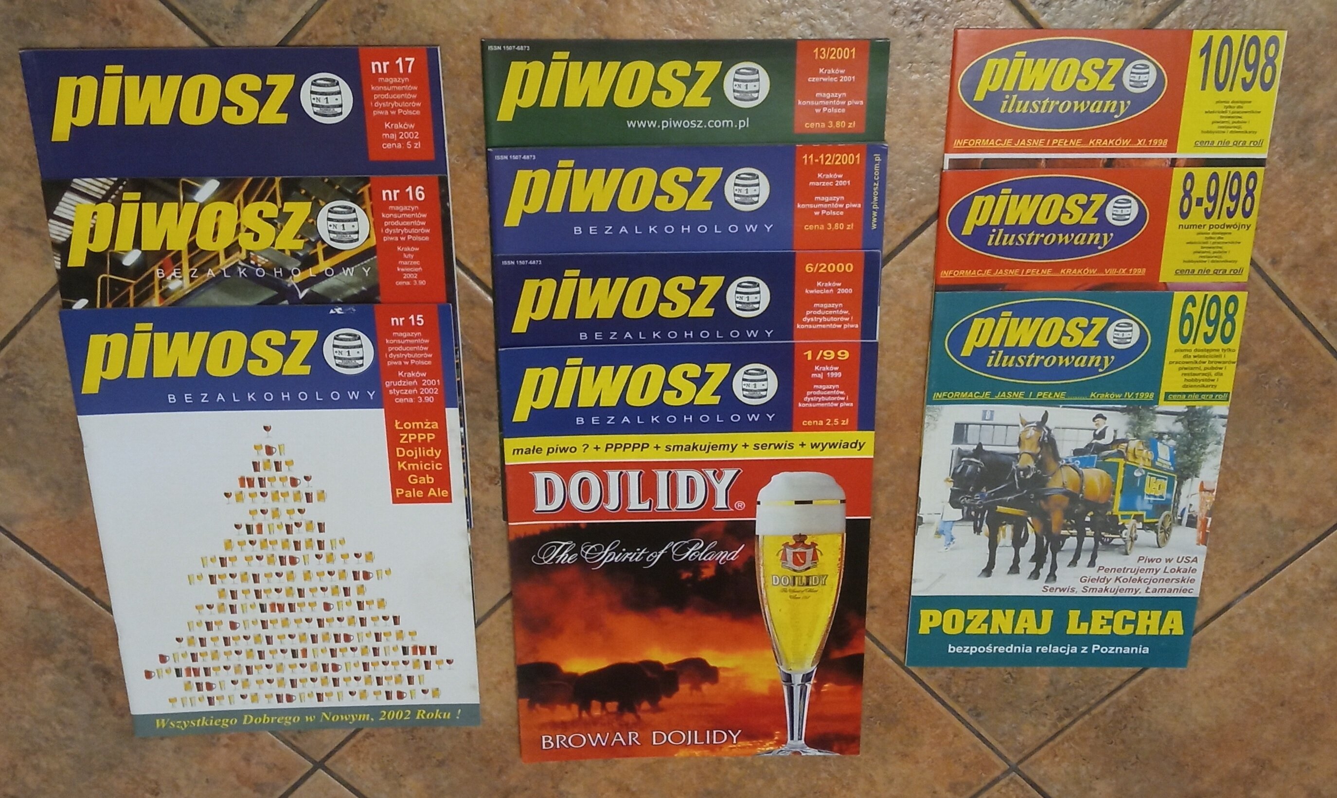 Piwosz Ilustrowany - numery z lat 1998 do 2002 - 10 szt.